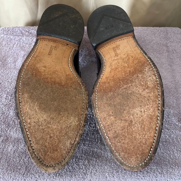 Edmond Allen Black Woven Leather Loafers Size 11 Dress Slip-On Penny Style - Picture 3 of 6